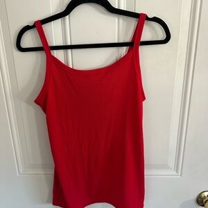 Women’s Red Ribbed Tank Top - Classic Spaghetti Strap